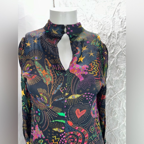 FARM Rio Amazonia Mini Dress, Size Medium, Novelty Print, Puff Sleeves - Picture 7 of 16